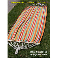 Single Cotton Hammock W/ Wooden Spreader Bar Swing Bed Outdoor Garden Camping