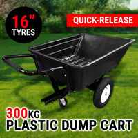 300KG Dump Cart Poly Pull Hand Tip Trailer Wheelbarrow Garden Trolley Ride Tow