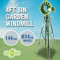 4FT 8IN Garden Windmill Metal 146cm Decorative Ornamental Outdoor Wind Mill