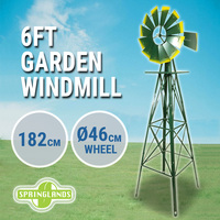 6FT Garden Windmill Metal 182cm Decorative Ornamental Outdoor Wind Mill Green