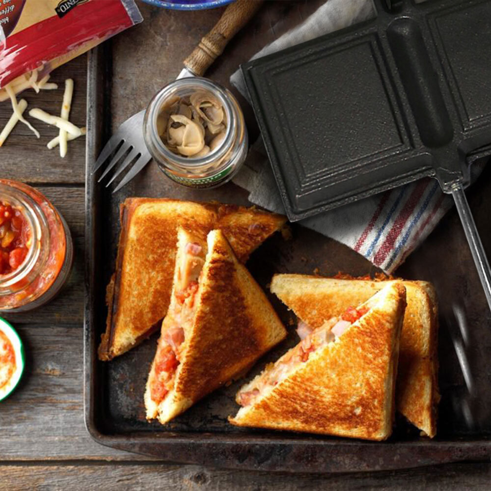 Cast Iron Jaffle Maker Double Size Sandwich Toaster Camping Campfire