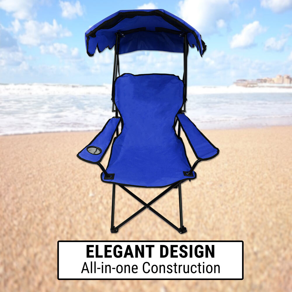 Canopy Chair Foldable W Sun Shade Beach Camping Folding Outdoor