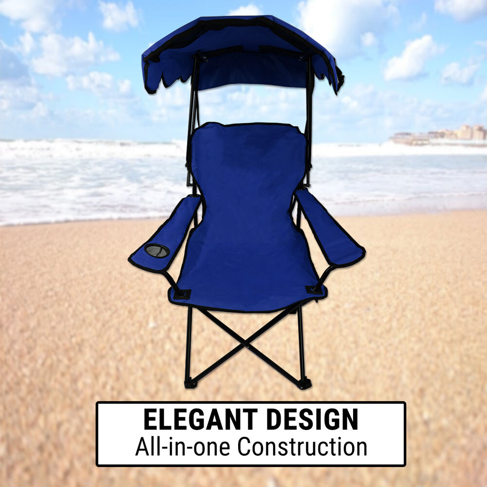 Canopy Chair Foldable W/ Sun Shade Beach Camping Folding ...