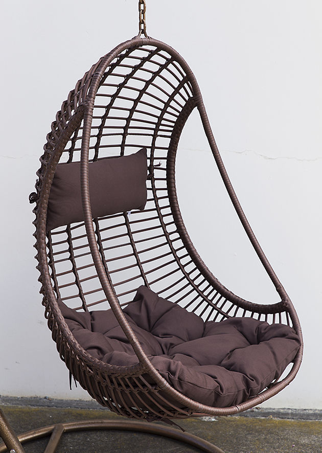 Outdoor Hanging Chair W Cushion Coffee Pe Wicker Bird Nest Egg Outdoor Hanging Chair