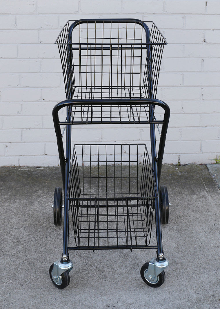 Trolley Double Basket Swivel Wheel Collapsible Shop