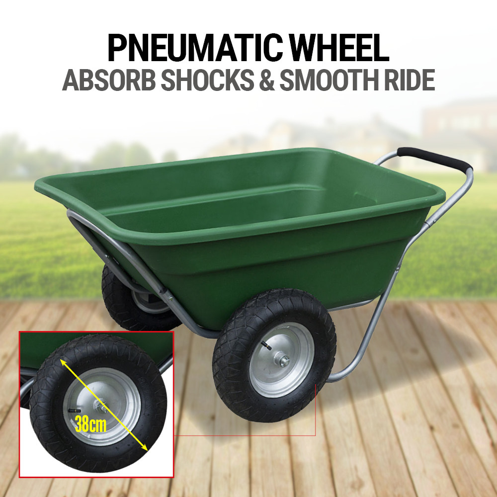 Wheel Barrow 150L Capacity 150kg Trailer Dump Cart Garden Outdoor