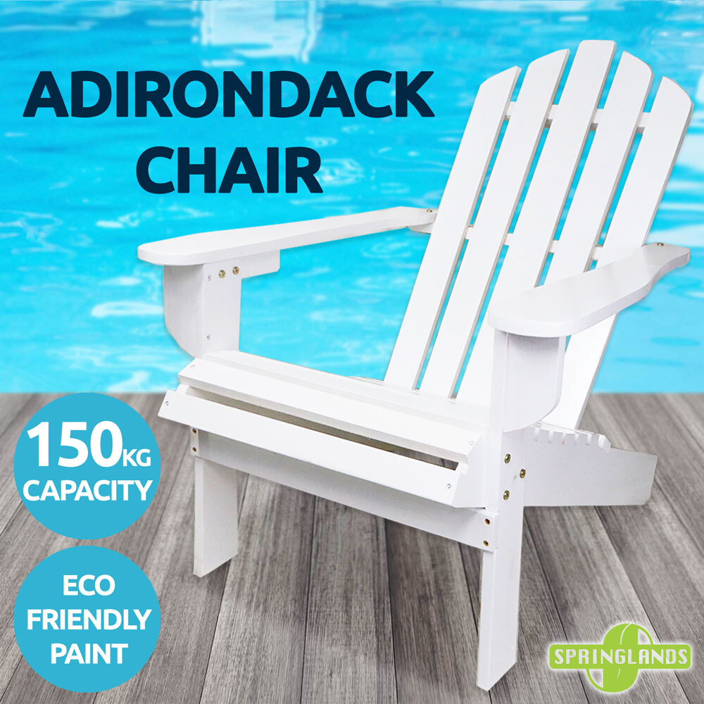 Adirondack Chair W/ Ottoman Outdoor Lounge Furniture Garden Beach Deck White