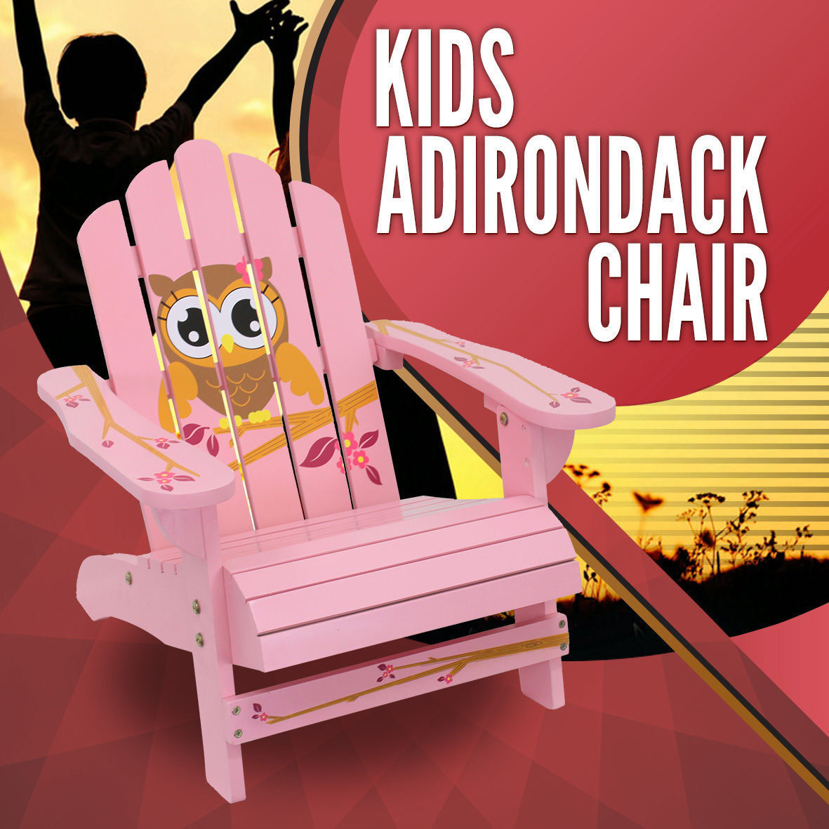 Kids Adirondack Chair Girl Outdoor Furniture Garden Beach Deck