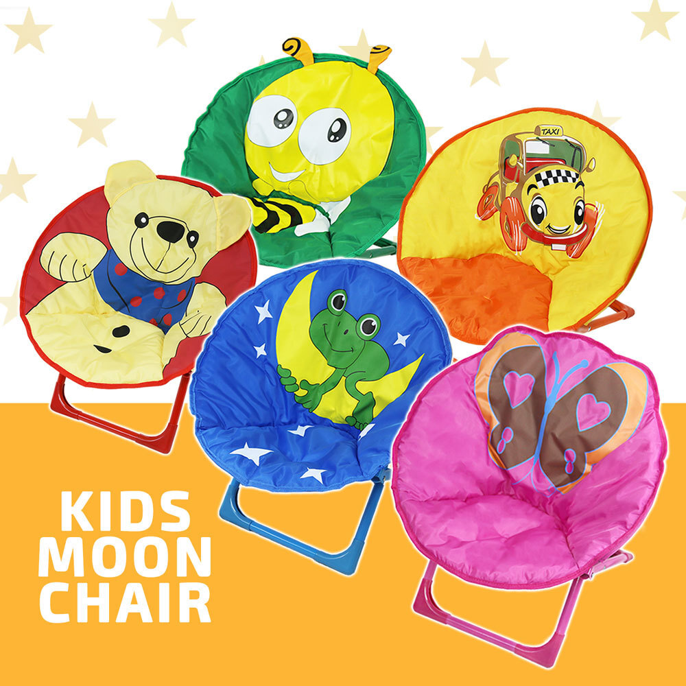 Kids Moon Chair Folding Padded Oval Round Seat Toddler Lounge Outdoor
