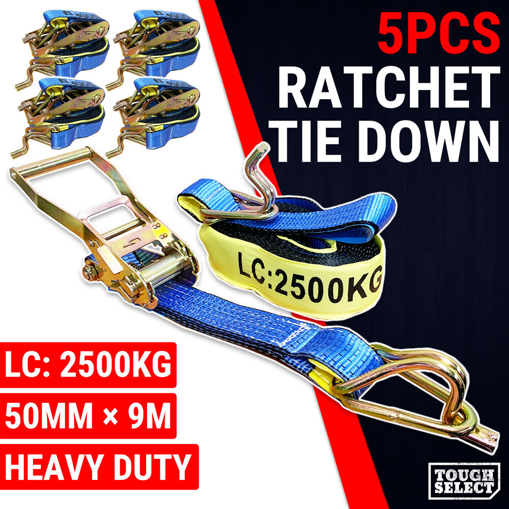 2500KG Ratchet Tie Down Strap 50MM x 9M Heavy Duty AS/NZS 4380 Car Cargo Truck