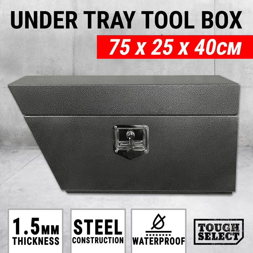 Under Tray Tool Box Left Ute Grey Steel Toolbox Truck Undertray Underbody ToughSelect
