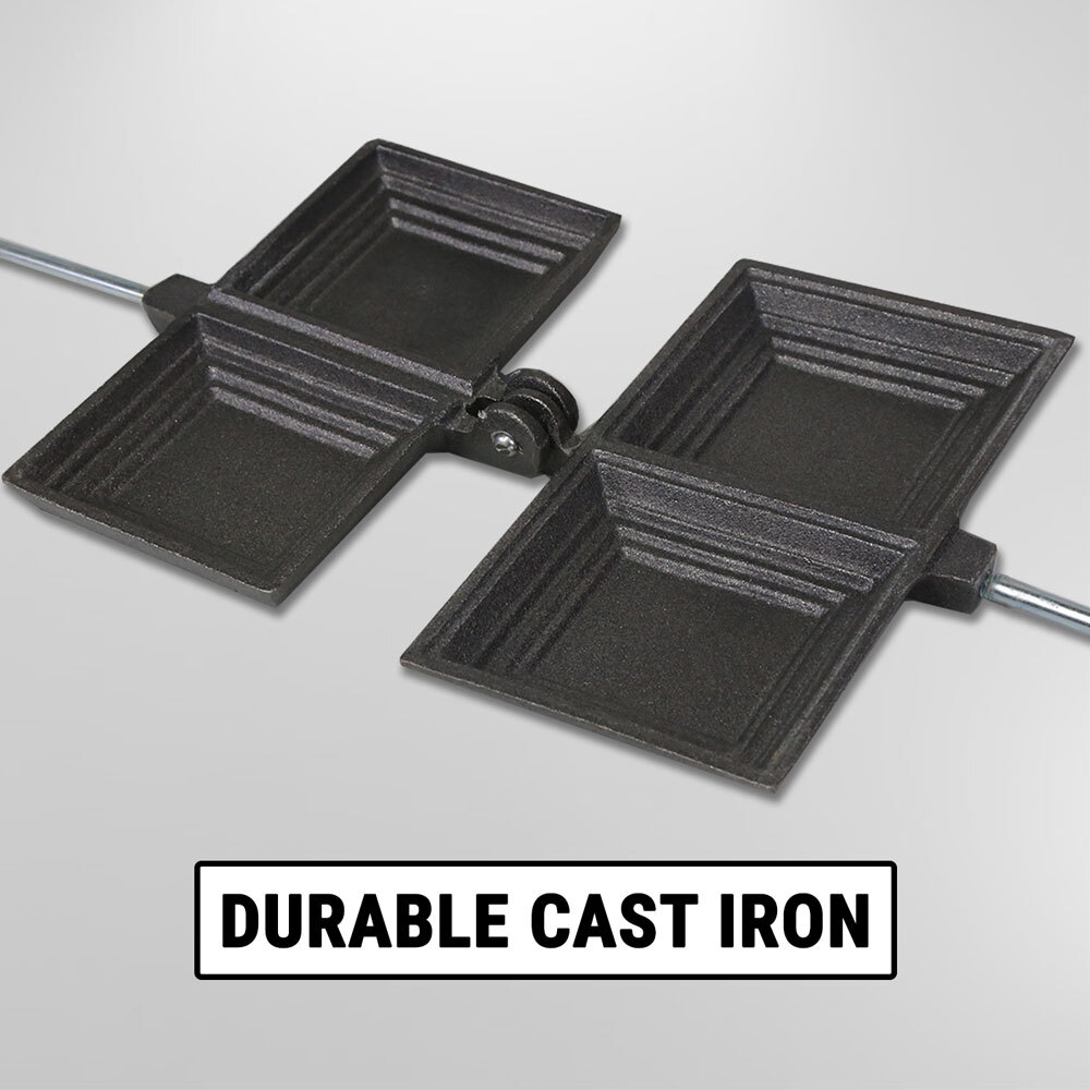 Cast Iron Jaffle Maker Double Size Sandwich Toaster Camping Campfire