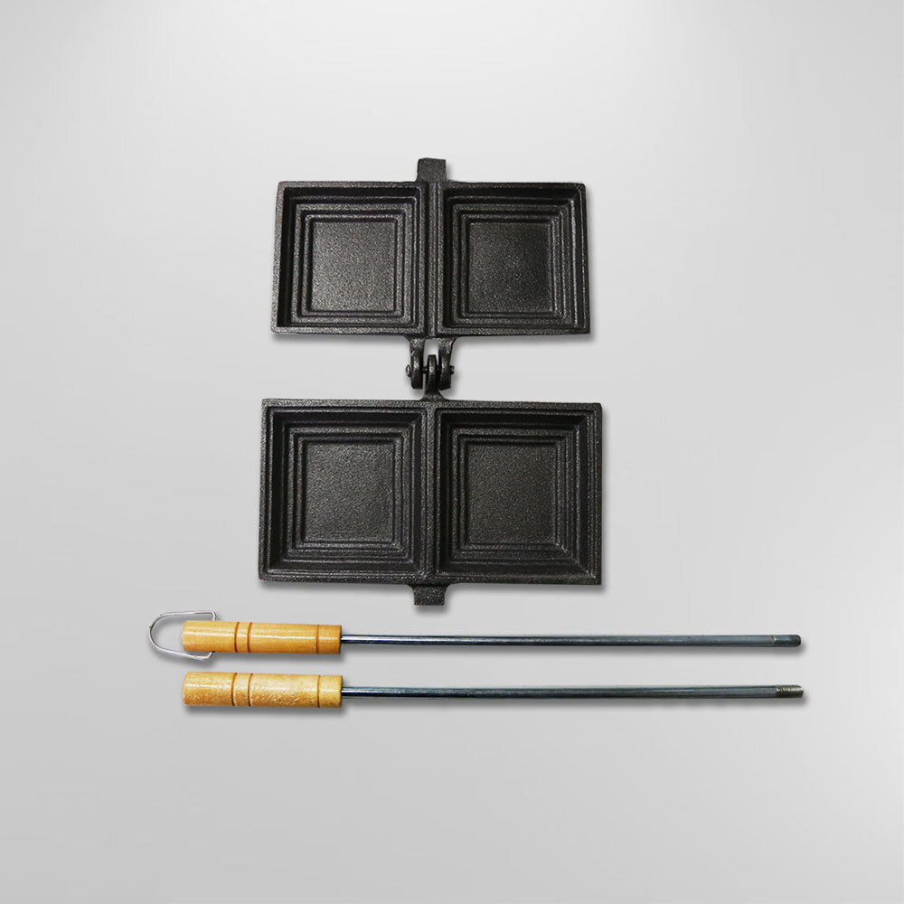 Cast Iron Jaffle Maker Double Size Sandwich Toaster Camping Campfire