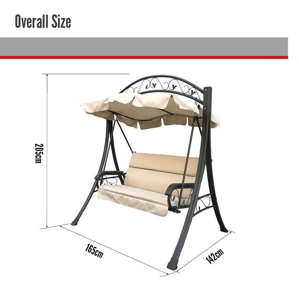 Outdoor Swing Chair Canopy Hanging Chair Garden Bench Seat Steel Frame