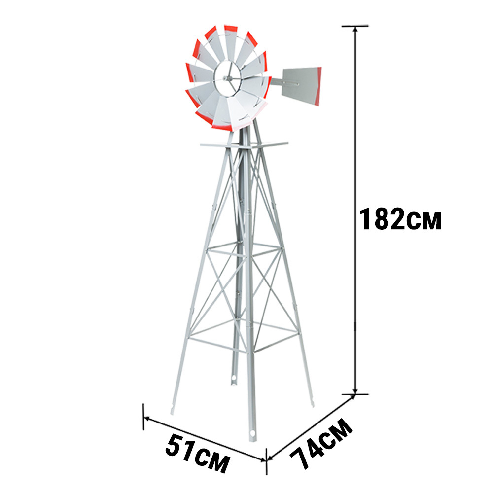 Garden Windmill 6FT Metal 182cm Decorative Ornamental Outdoor Wind Mill