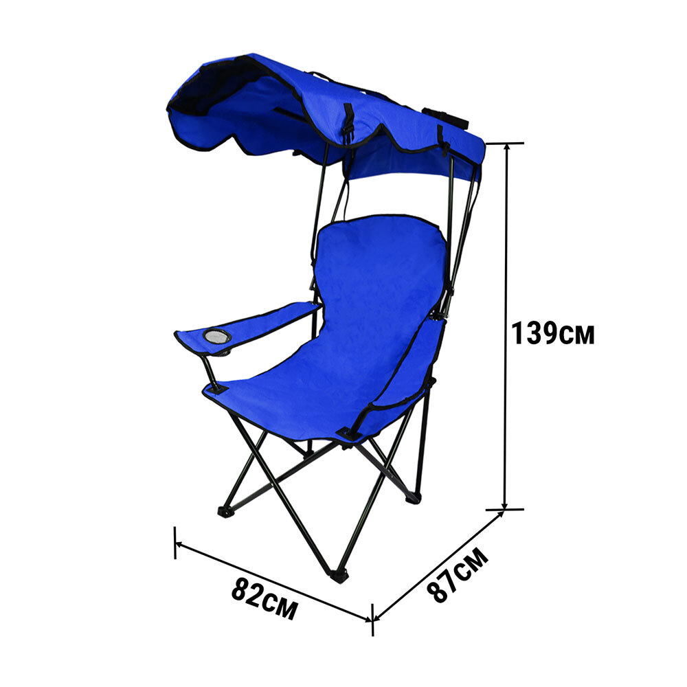 Canopy Chair Foldable W/ Sun Shade Beach Camping Folding Outdoor
