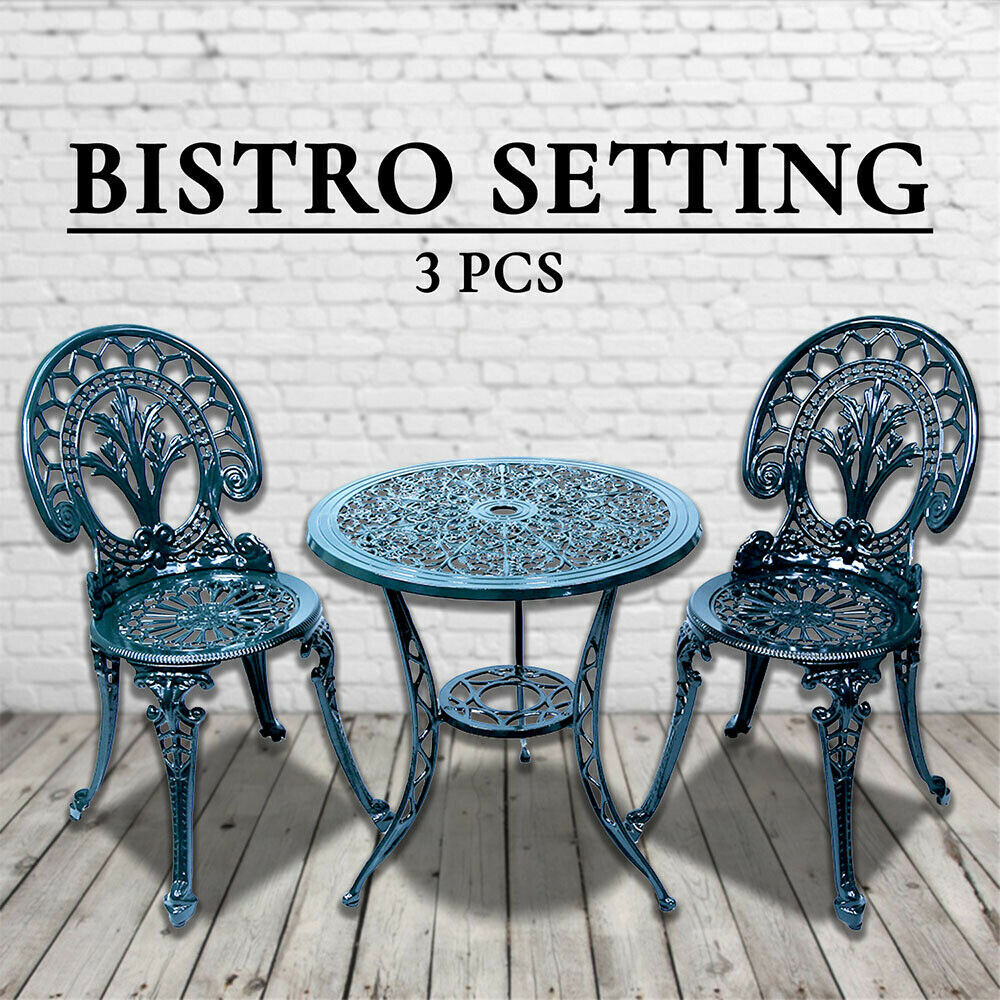 outdoor setting cast aluminium bistro table chair setting 3 pc