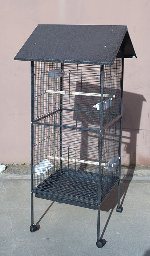 Bird Cage w/ Roof, Parrot Aviary Metal Wire Animal Indoor