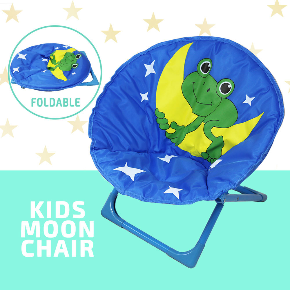 Kids Moon Chair Folding Padded Oval Round Seat Toddler Lounge Outdoor