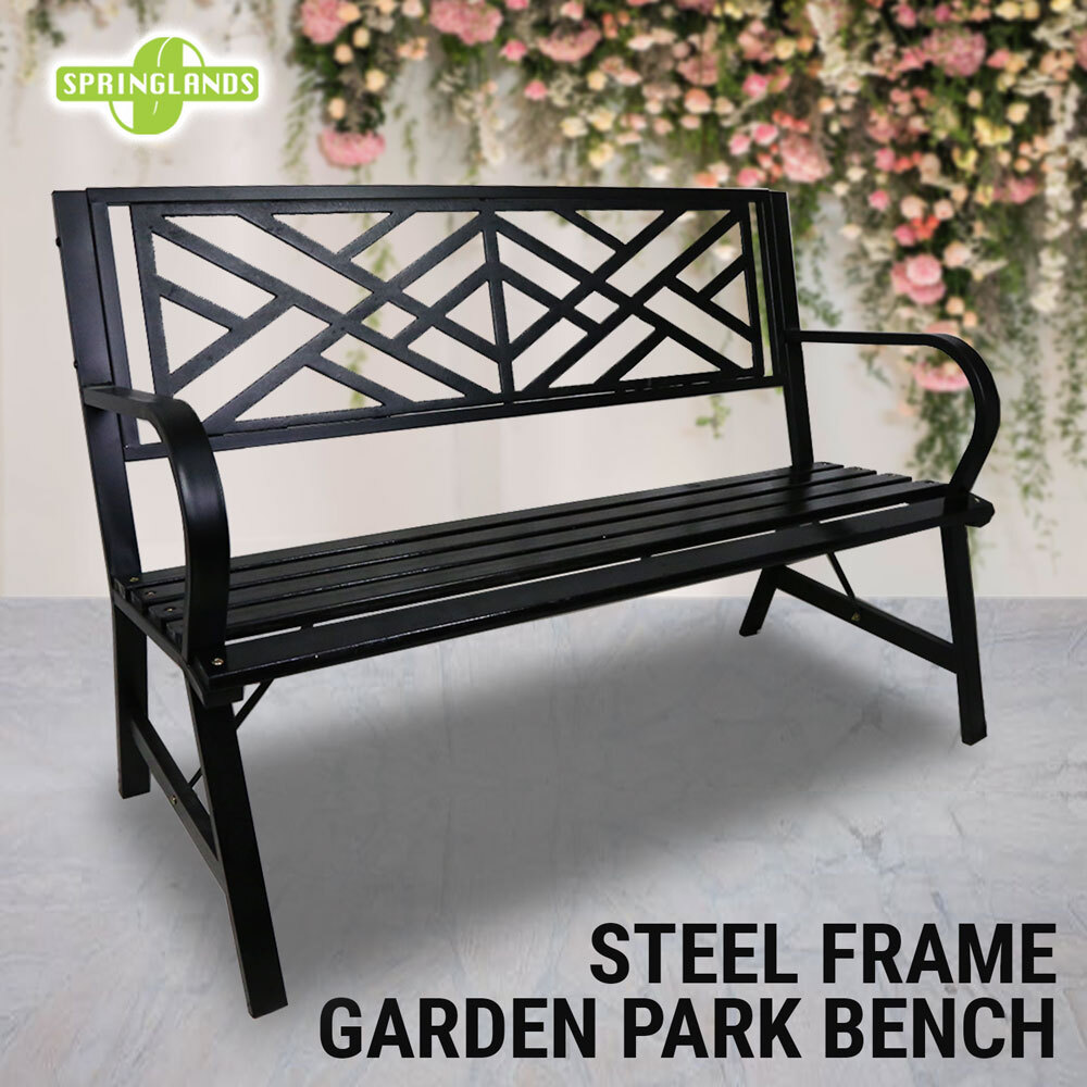 Patio Park Garden Bench Porch Path Chair Outdoor Deck Steel Frame New 545 