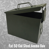 New FAT 50 CAL Ammo Box Steel Ammo Can Hunting Ammunition Military Tool Box