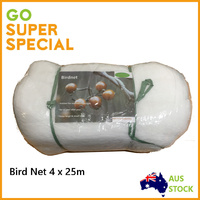 4m x 25m Bird Net Netting Anti Bird Fruit Tree Knitted Nylon White 1.6cm Mesh