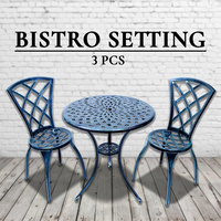 Outdoor Cast Aluminium Bistro Table Chair Setting 3 pcs Vintage Green Verdigris