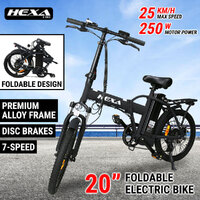 Electric Bicycle EBike 20" Foldable Commuter Adult 250W 25KM/H 7-Speed 36V City