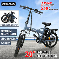 Foldable Electric Bike eBike Bicycle 20&quot; Commuter LCD City Riding 7-Speed Blue