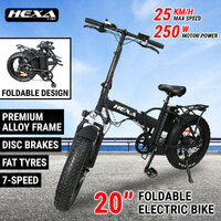 Foldable Electric Bike eBike Bicycle 20&quot; Fat Tyres Commuter LCD 7-Speed Scooter