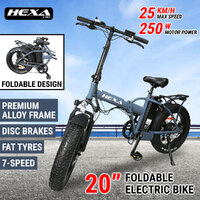 Foldable Electric Bike eBike Bicycle 20&quot; Fat Tyres Commuter LCD 7-Speed Blue