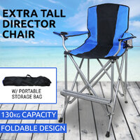 Extra Tall Director Bar Chair Folding Outdoor Camping Portable Fishing Caravan
