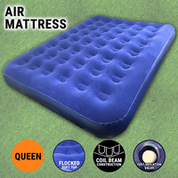 Queen Flocked Air Bed Inflatable Mattress Sleeping Mat Emergency Survival Camping