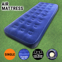 Single Flocked Air Bed Inflatable Mattress Sleeping Mat Emergency Survival Camp