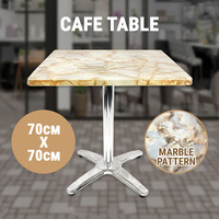 Outdoor Cafe Table, Marble Pattern Melamine top, stainless steel leg, 70x70cm