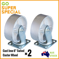 2 pcs Cast Iron Castor 6” Swivel Heavy Duty Load 400kgs Trolley Bench Wheel