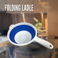 Collapsible Colander W/ Handle Strainer Sieve Camping Caravan Outdoor Kitchen