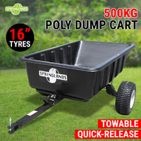 500KG Poly Dump Cart Garden Tipping Trailer Tray Tow Quad ATV Ride Wheelbarrow