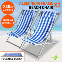2PCS Beach Deck Chair Foldable Sun Lounge Recliner Pool Folding Outdoor Patio