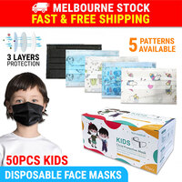 50PCS Kids Face Mask 3 Layer Protective Mouth Cartoon Filter Boy Girl General