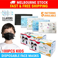 100PCS Kids Face Mask 3 Layer Protective Mouth Cartoon Filter Boy Girl General