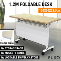 Folding Standing Desk Foldable Table W/ Castors 1.2M Office Conference Training