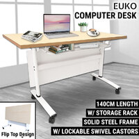 Computer Desk W/ Castors Mobile Laptop Table Office 1.4M Foldable Student Home