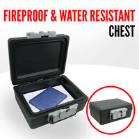 Security Box Fireproof Water Resistant Chest A4 Safe Cash Money Emergency