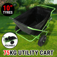 75KG Folding Utility Cart Dump Trolley Wheelbarrow Wagon Barrow Garden Pull Farm
