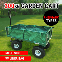 Garden Cart Mesh W/ Liner Bag 200kg Cap Removable Sidewall Dump Trailer
