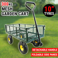 Garden Cart Mesh 300kg Trolley Removable Sides Dump Trailer Garden Wheel Barrow