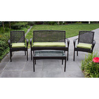 Rattan Setting 4 Pcs w/ Cushion, Wicker Table Chair Lounge Outdoor Furniture