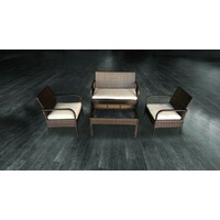 Rattan Setting 4 Pcs w/ Cushion, Wicker Table Chair Lounge Outdoor Furniture
