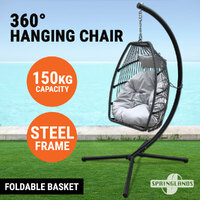 Hanging Egg Chair Swing Hammock Cushion Rattan Wicker Indoor Outdoor Lounge